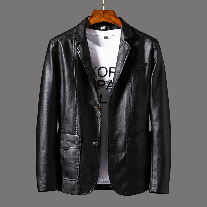 Men’s PU Leather Jacket – Spring Business Casual Youth
