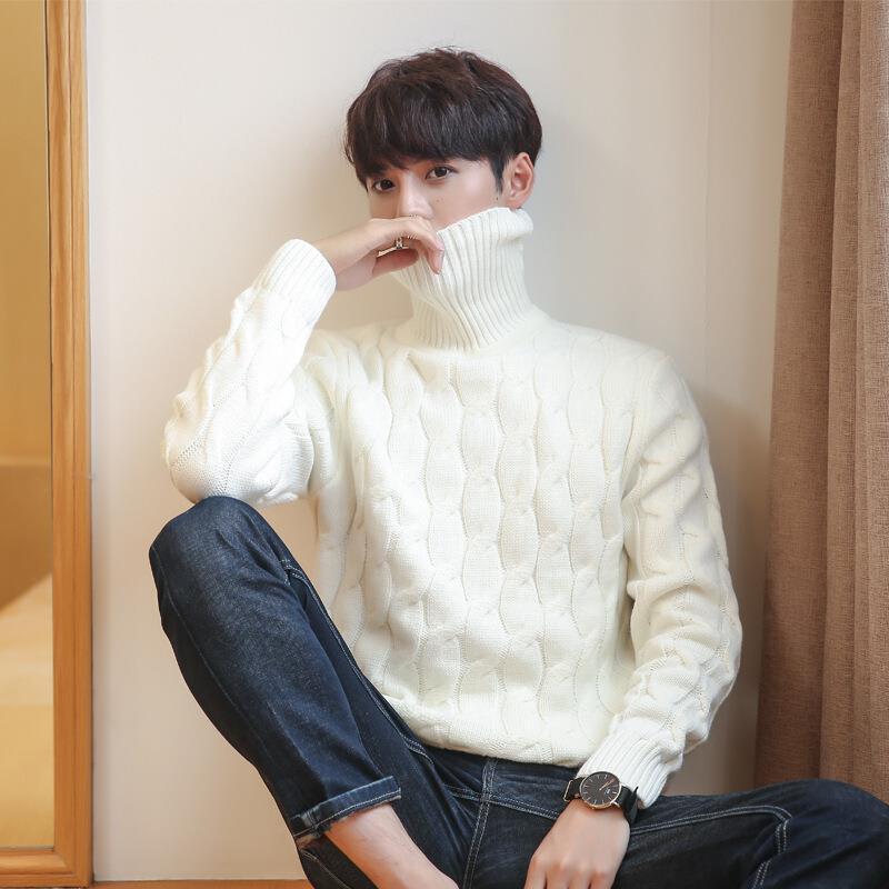 Men’s K-Style Turtleneck Knitwear – 2025 Thick Twisted Pullover