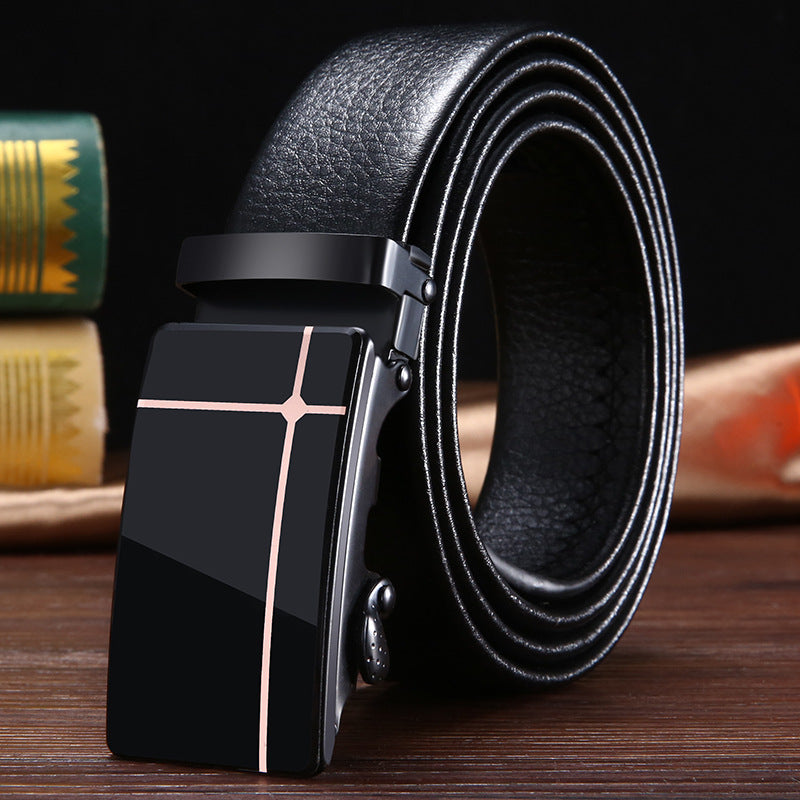 Men’s Acrylic Auto Buckle Belt – Sleek Business Style