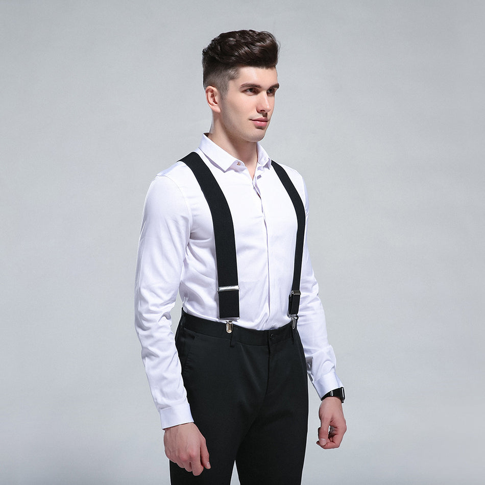 Black X-Cross Elastic Braces – Men’s 50mm Suspenders