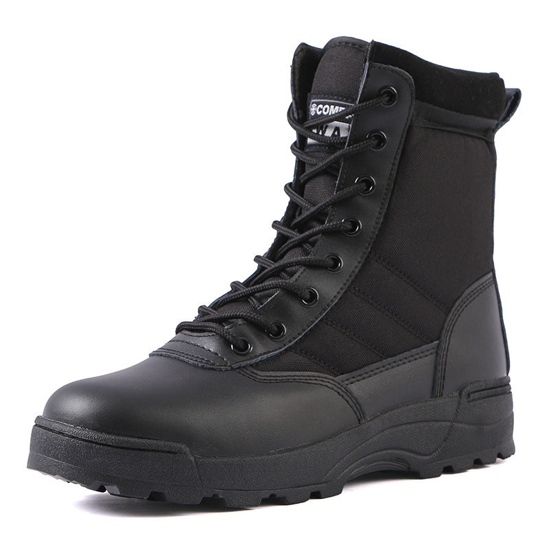 Men’s Tactical Combat Boots Black High-Top Anti-Collision Hiking