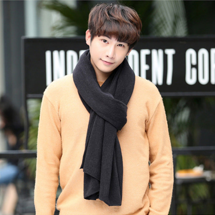 Men’s Winter Cashmere Scarf Solid Color Warm Shawl Unisex