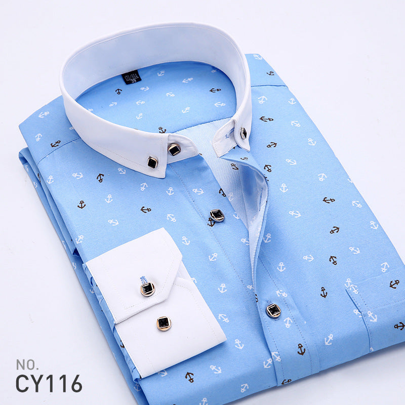 Men’s No-Iron Oxford Cotton Shirt – White Casual Long Sleeve