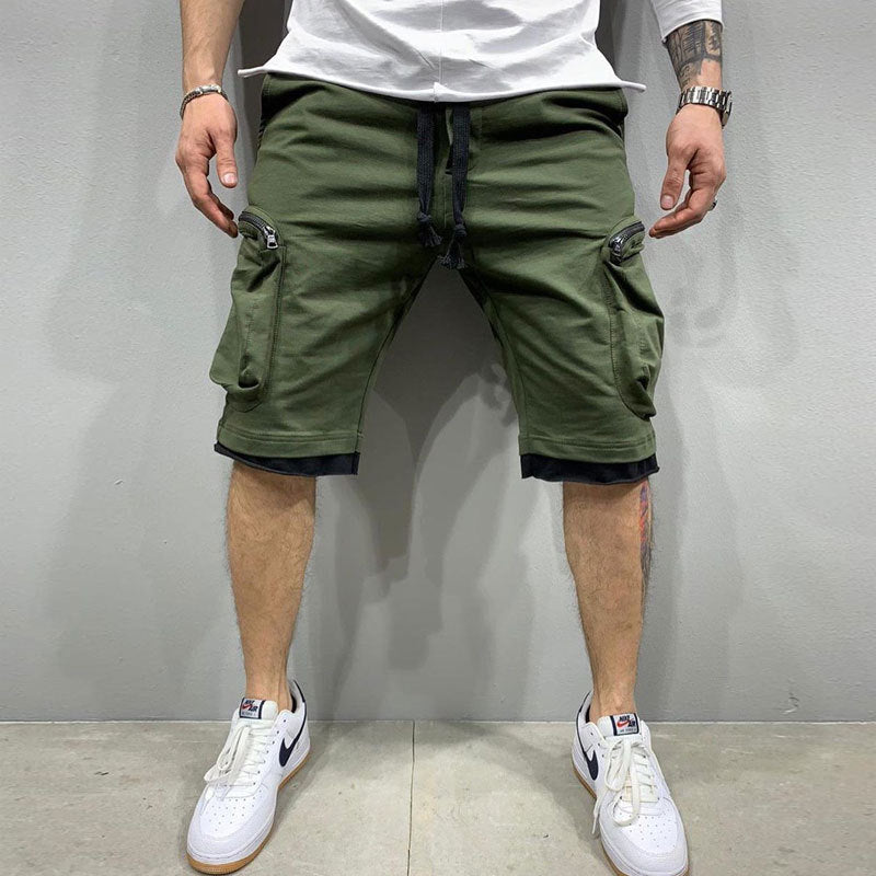 Skull Print Gym Shorts | Slim Fit Multi-Pocket Shorts