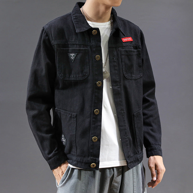 Men's Camo Embroidered Denim Work Jacket