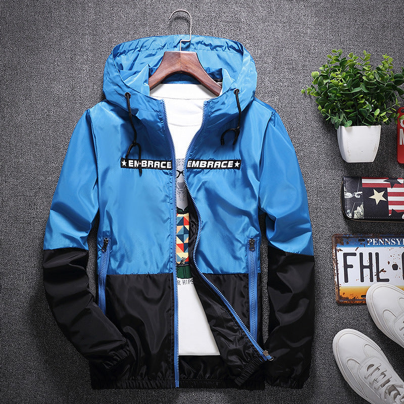 Men’s Colorblock Hooded Jacket – Casual Spring & Autumn