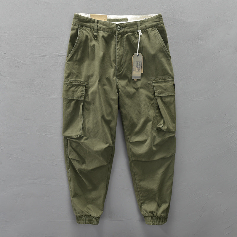 Men’s Cotton Solid Casual Overalls – Loose Straight Work Pants