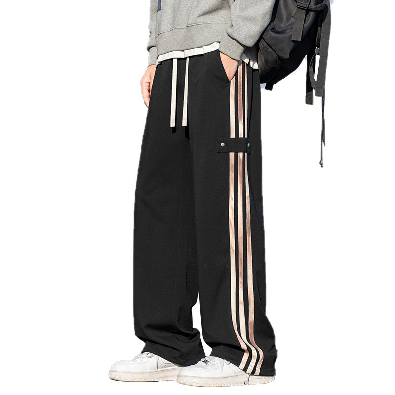 Men’s Three-Stripe Casual Sports Pants – Loose Fit