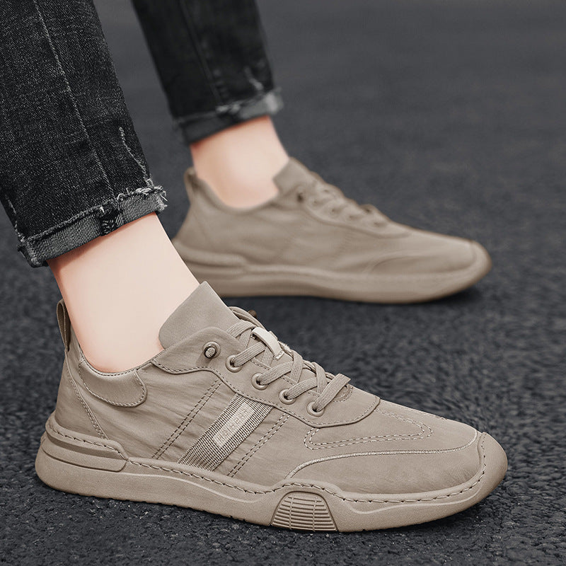 Youth Korean-Style White Casual Lace-Up Sneakers