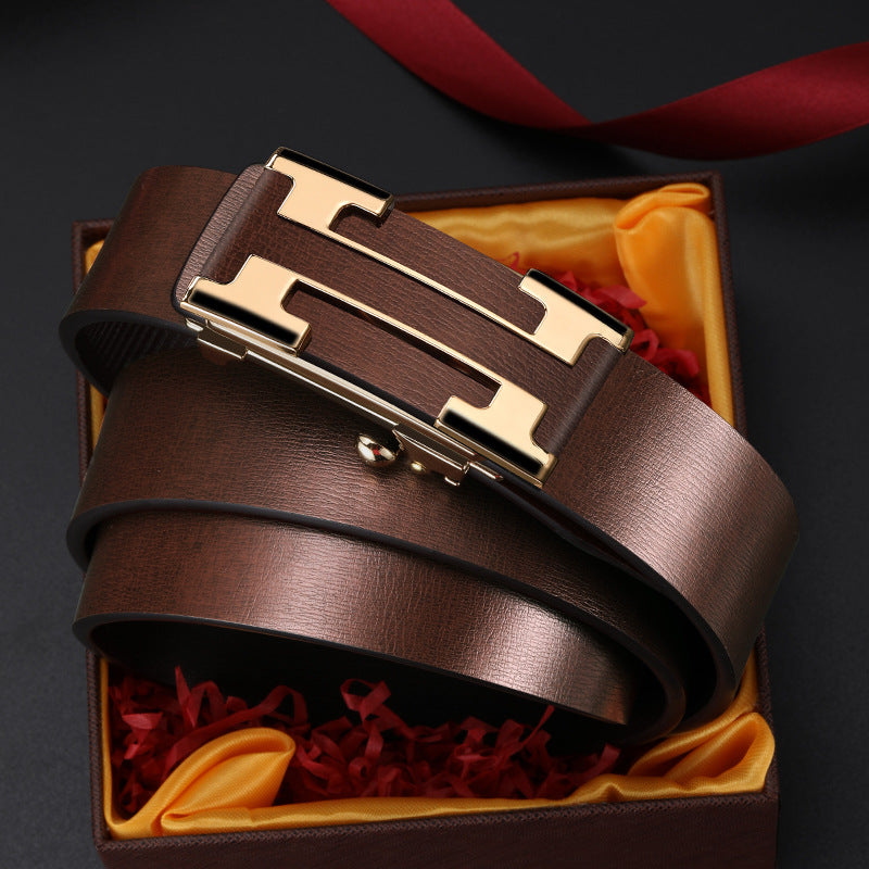 2024 Men’s Genuine Leather Automatic Buckle Belt