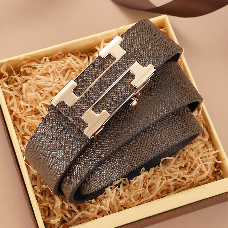 Men’s Toothless Automatic Cowhide Business Belt