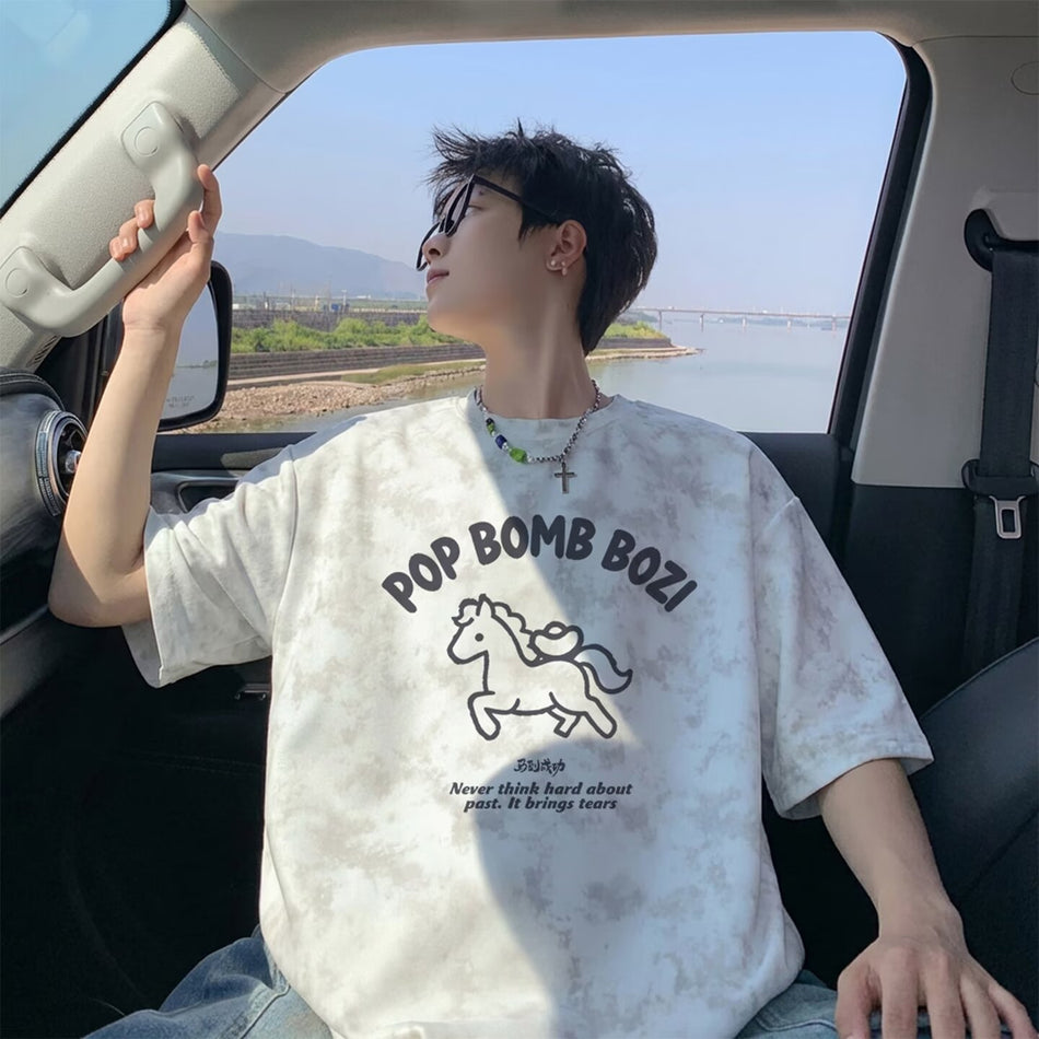 Men & Women Tie-Dye Cartoon T-Shirt – Trendy Summer Top