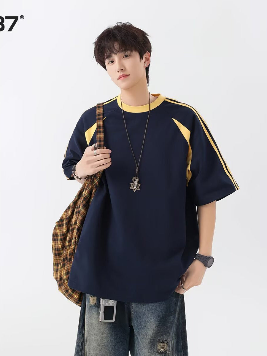 Boys’ American-Style Three-Bar T-Shirt – Summer Retro