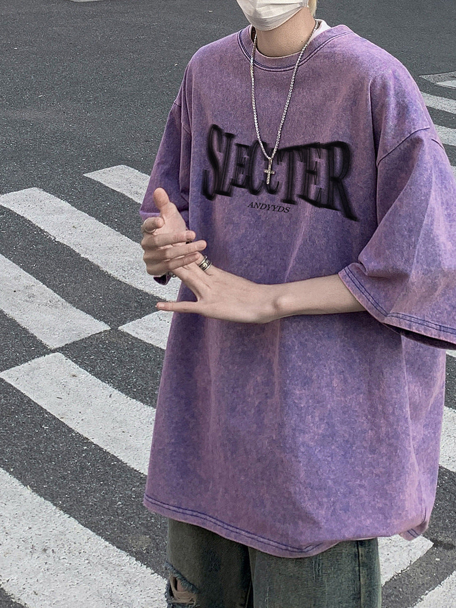 Men’s Washed Cotton T-Shirt – Summer Loose Heavyweight