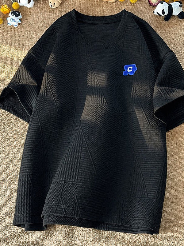 Men’s Waffle Crewneck T-Shirt – Summer Sports Casual
