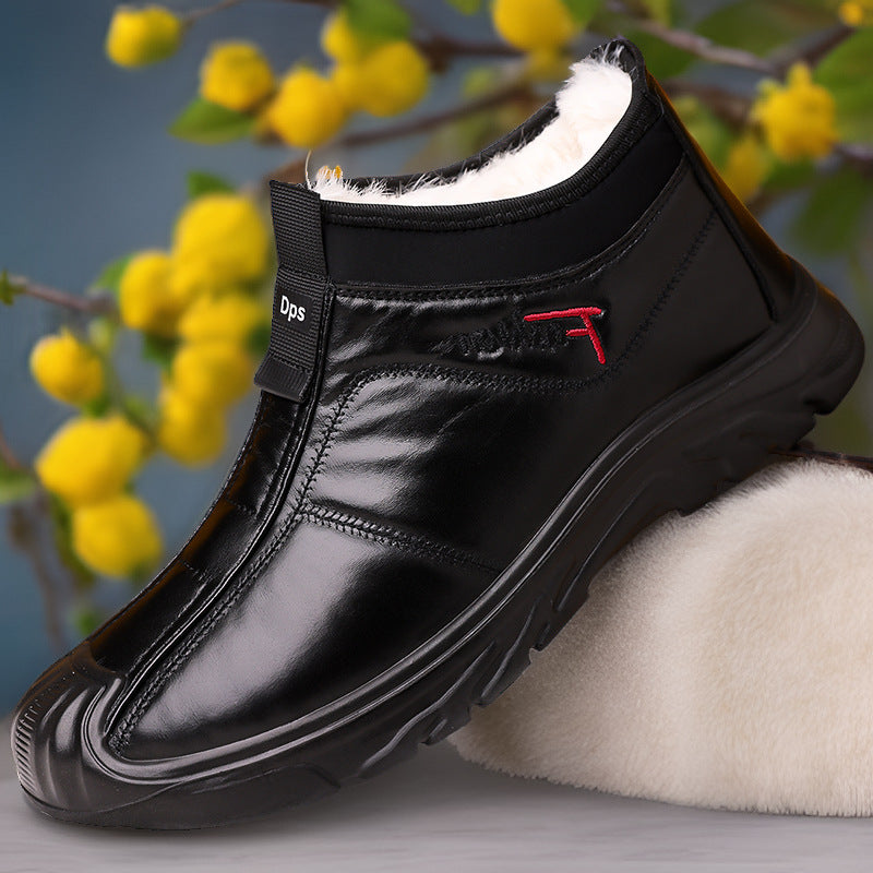 Men’s Waterproof Leather Cotton Winter Shoes