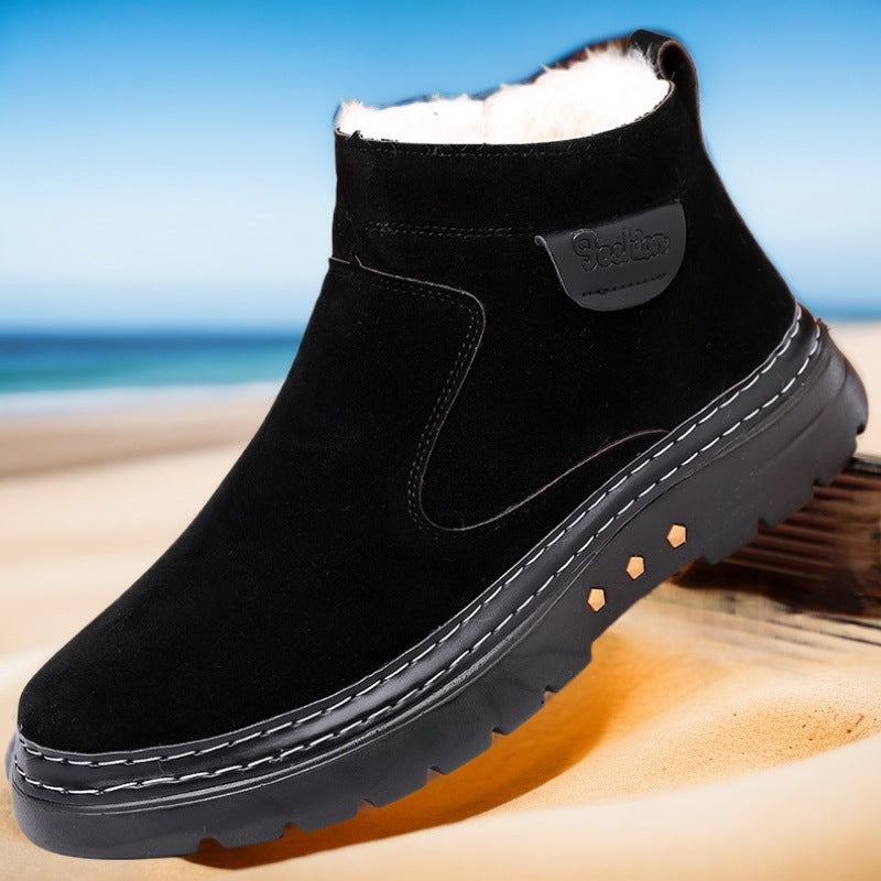 Men’s Wool Warm Hand-Stitched Cotton Shoes