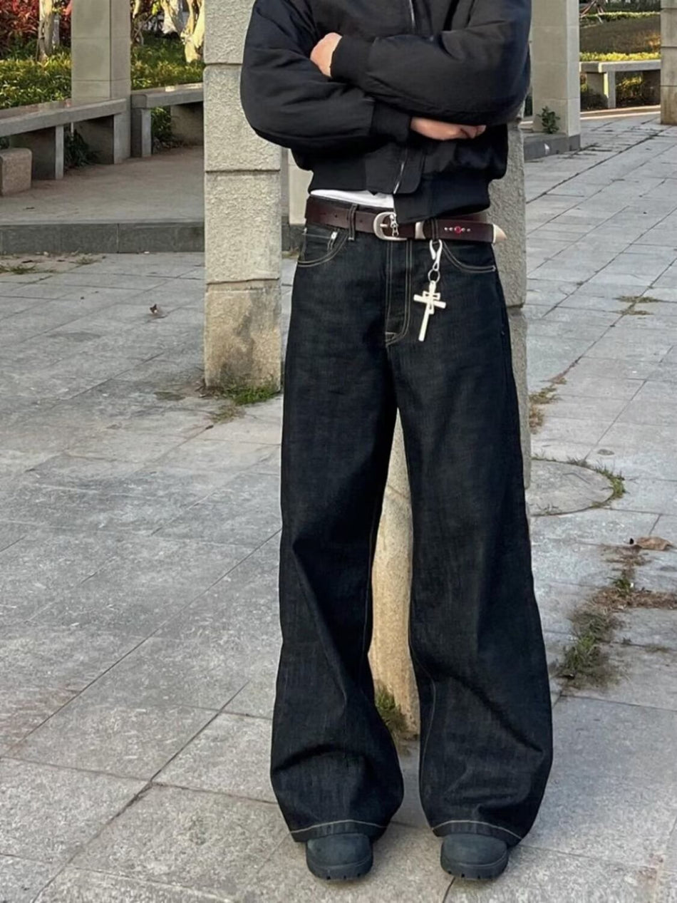 Retro Black Wide-Leg Jeans – Cleanfit Style