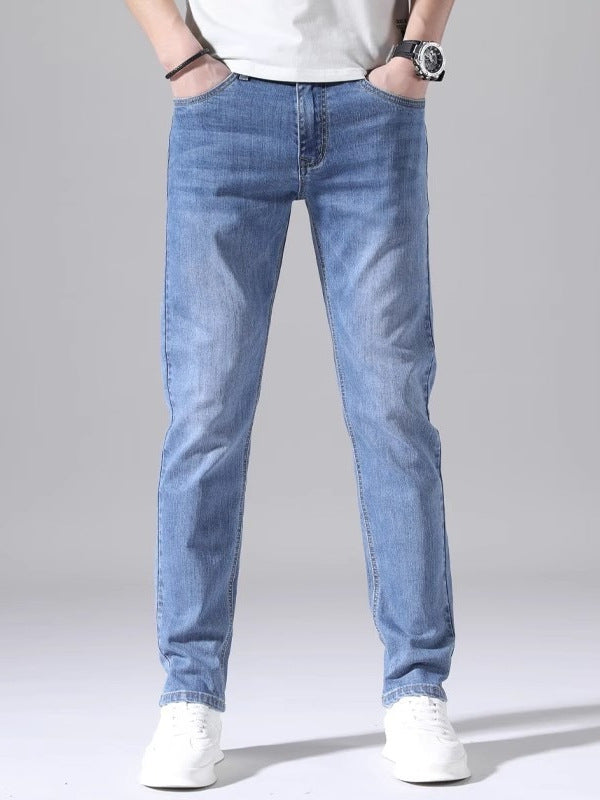 Korean Slim Fit Jeans – Elastic Straight Style