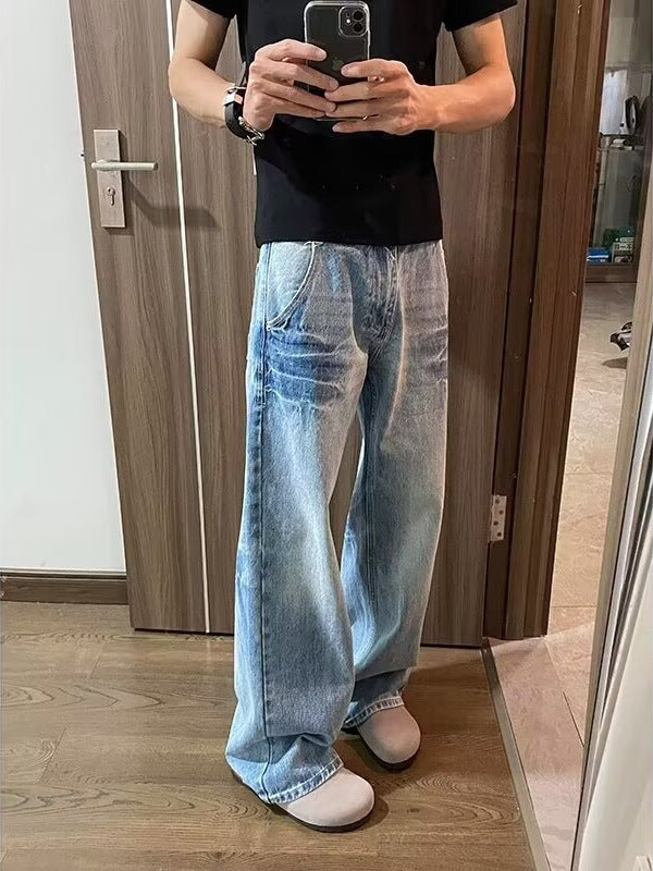 Tie-Dye Wide-Leg Jeans – Unisex Casual Style