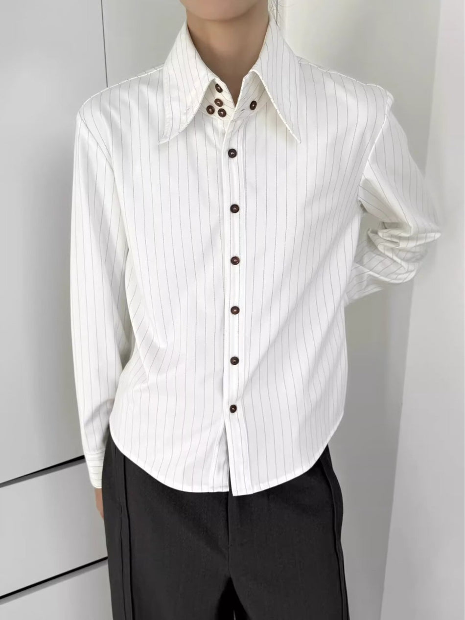 Men’s White Striped Shirt – Commuter Casual Style