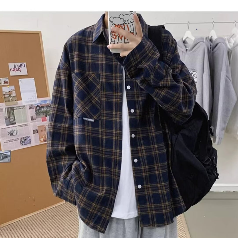 Korean Plaid Shirt – Unisex Casual Jacket