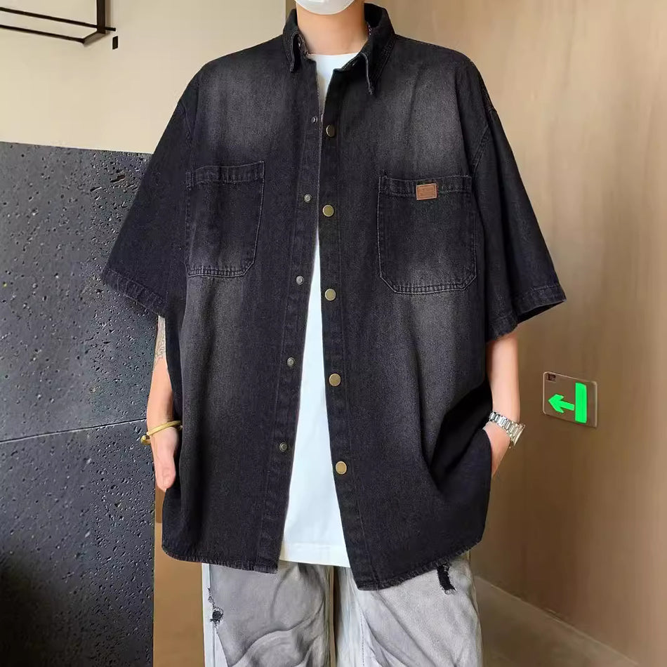 Men’s Washed Denim Shirt – Retro Summer Jacket