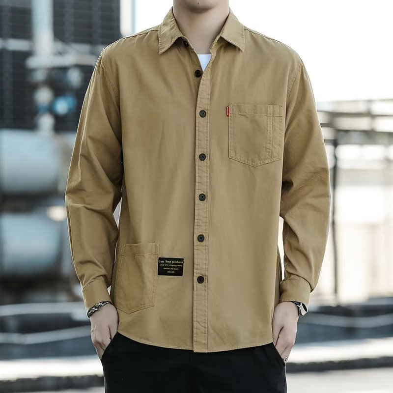 Casual shirt men's long-sleeved cotton workwear men's shirt Japanese-style shirt loose top spring and autumn coat New