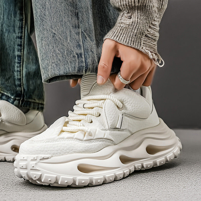 Men’s White Chunky Korean Sneakers Height Boost