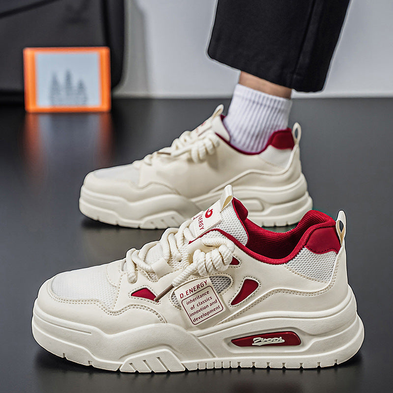 Men’s White Chunky Mesh Sneakers Thick Sole
