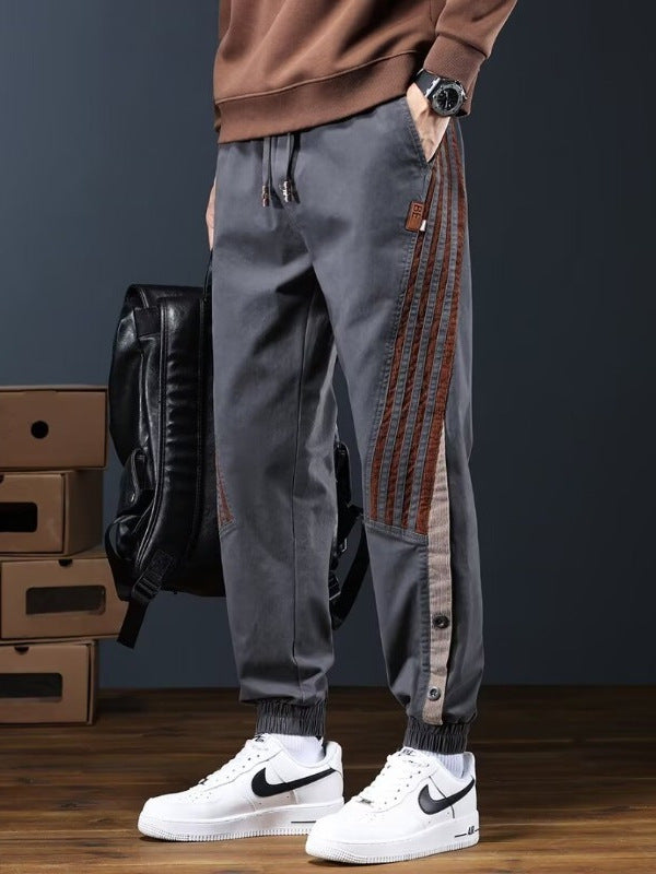 Men’s Striped Contrast Cargo Pants Casual Trendy