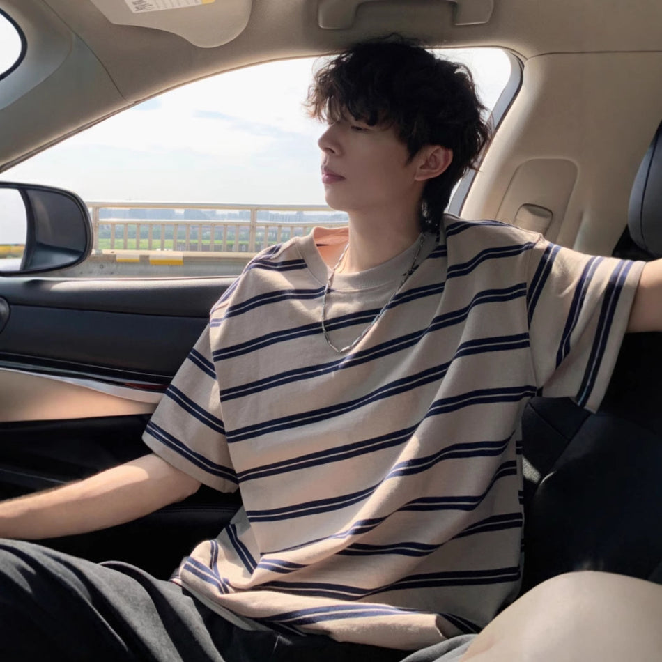 Men’s Striped T-Shirt – Japanese Style Casual