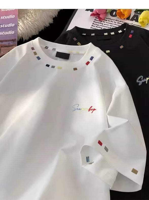Retro Embroidered Loose Fit Summer T-Shirt