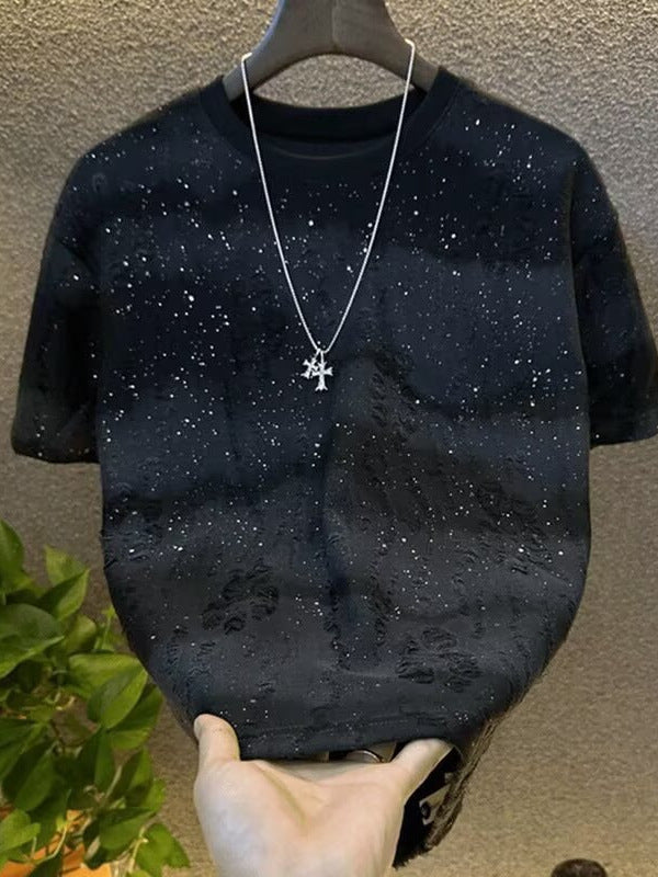 Starry Gradient Ripped Loose Summer T-Shirt
