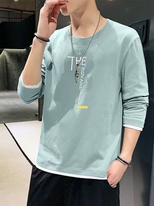 Fake Two-Piece Loose Long Sleeve Casual T-Shirt