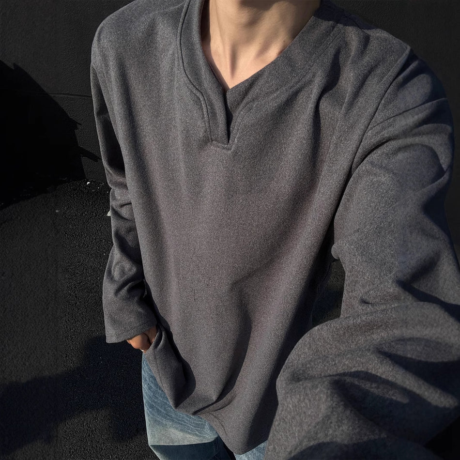 German Velvet V-Neck Long Sleeve Base T-Shirt