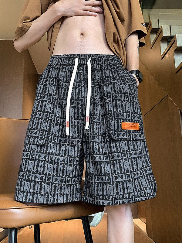 Men’s Full Print Cargo Basketball Shorts