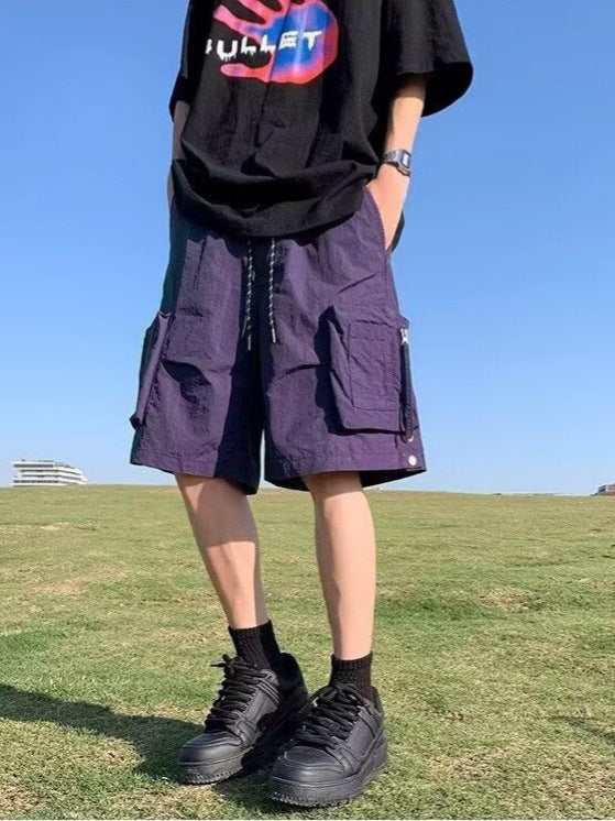 Men’s Purple Quick-Dry Multi-Pocket Cargo Shorts