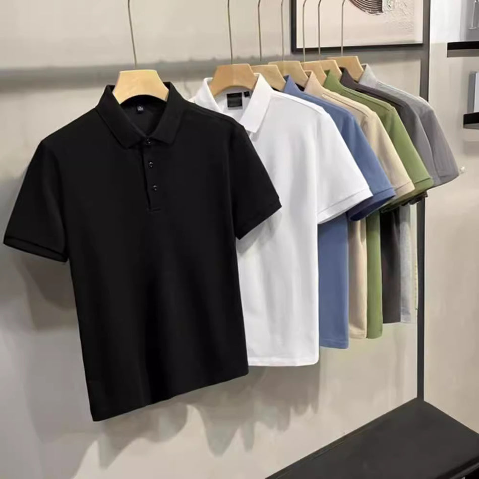 Men’s Solid Color Business Casual Polo Shirt 2025