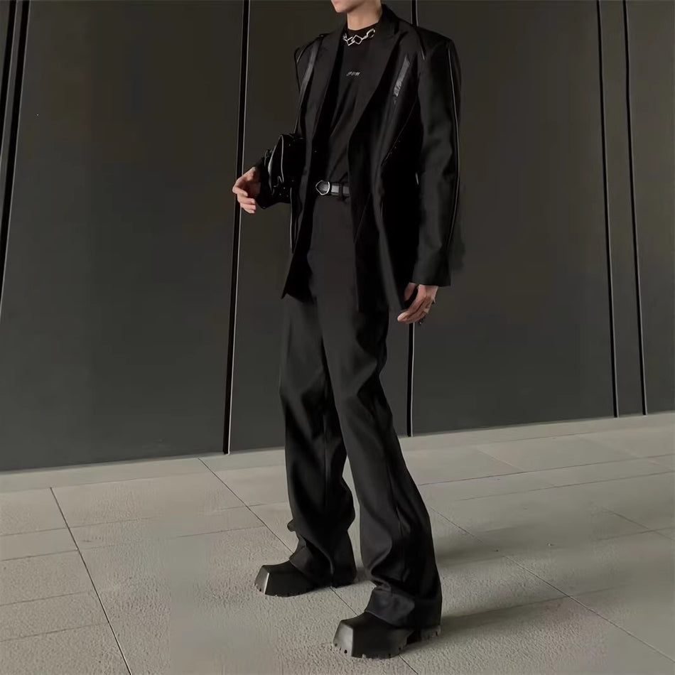 Men’s Slim Fit High Street Flared Suit Pants