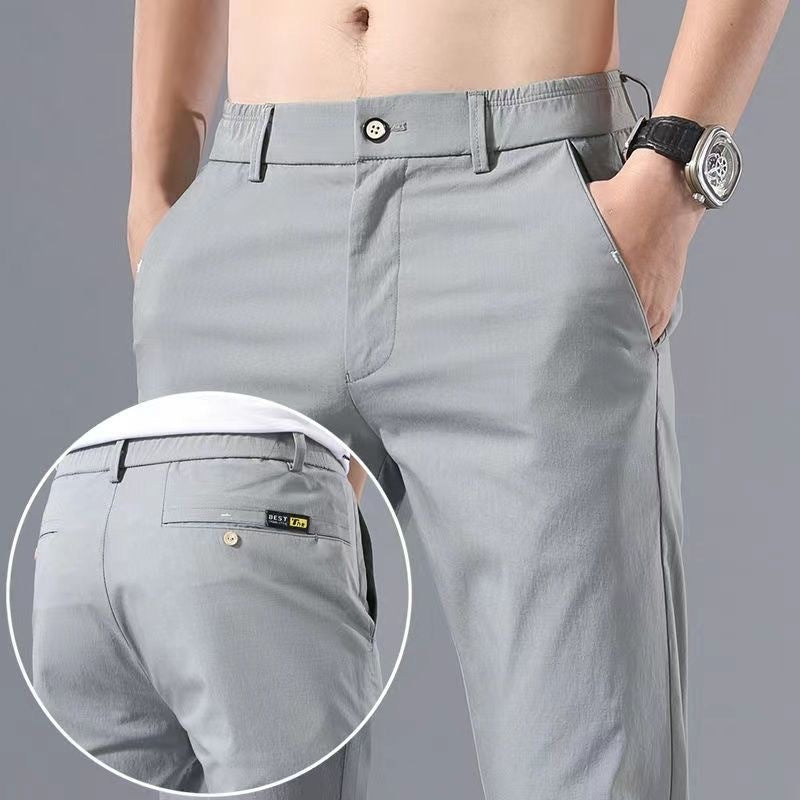Men’s Ice Silk Elastic Waist Summer Pants