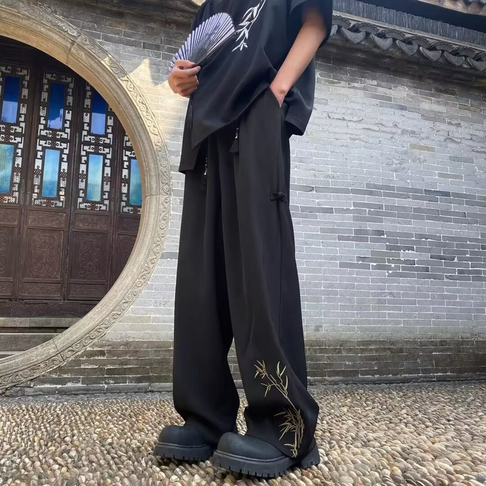 Men’s Chinese Style Bamboo Embroidered Pants