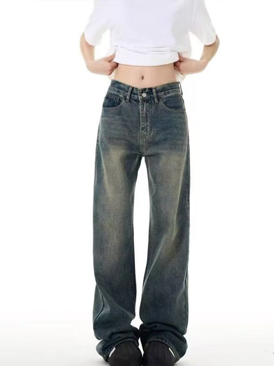 Men’s Retro Distressed High Waist Jeans