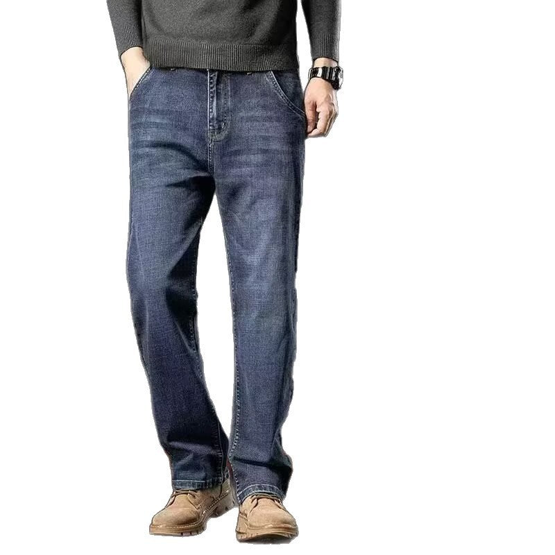 Men’s Loose Stretch Straight Wide-Leg Jeans