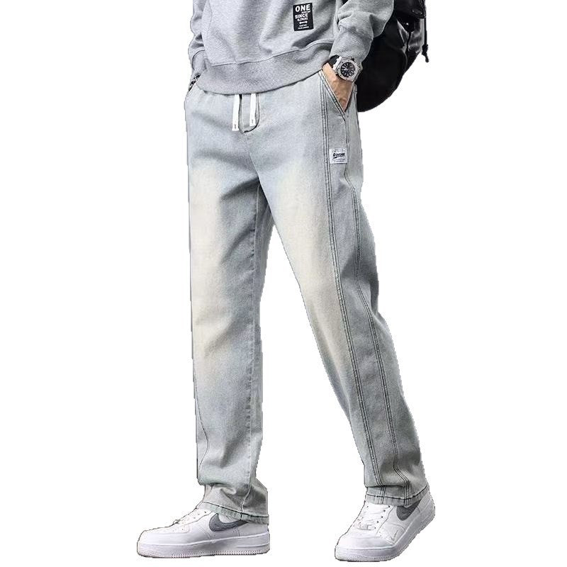 Men’s Elastic Waist Workwear Casual Jeans