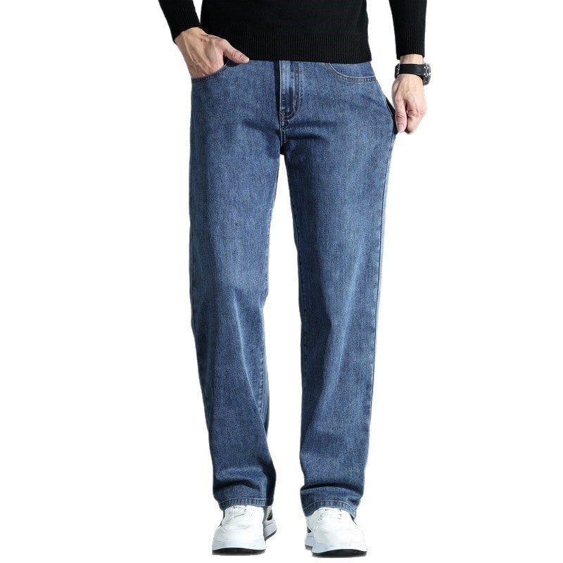 Men’s High Waist Loose Wide-Leg Business Jeans