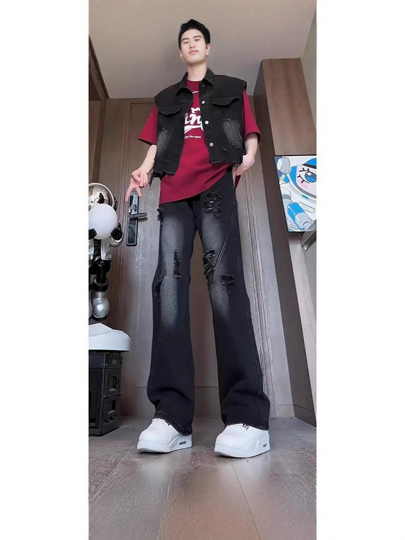 Men’s Retro Ripped Flared Jeans