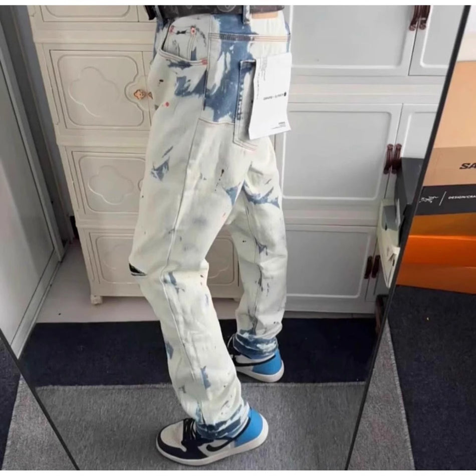 Men’s Graffiti Hip-Hop Slim Straight Jeans