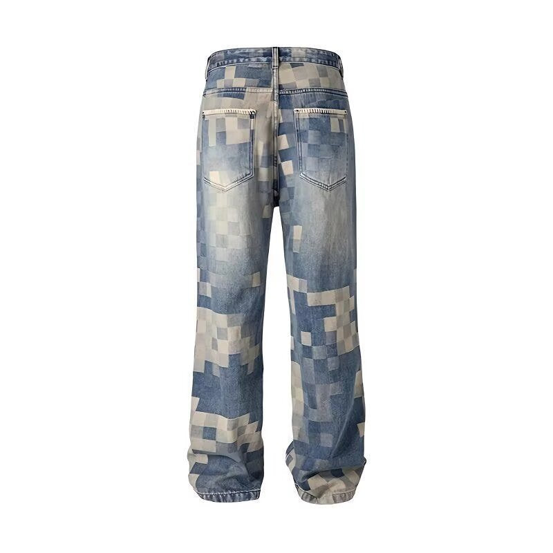 Men’s Checkerboard Street Style Jeans