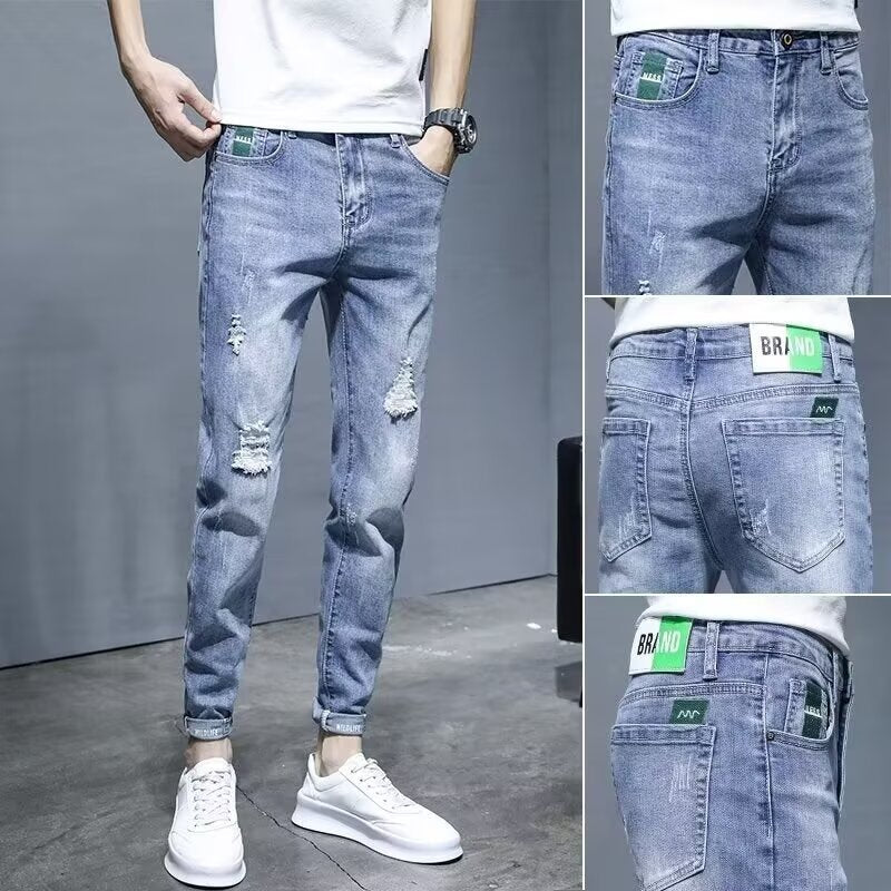 Men’s Korean Style Slim Light Blue Jeans